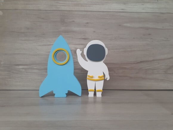 Foguete + Astronauta - Peças em mdf