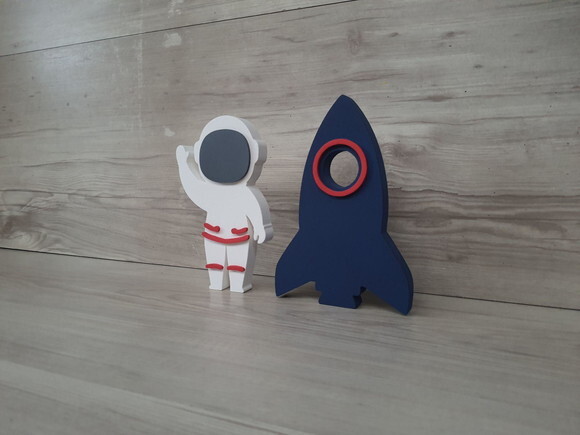 Foguete + Astronauta - Peças em mdf