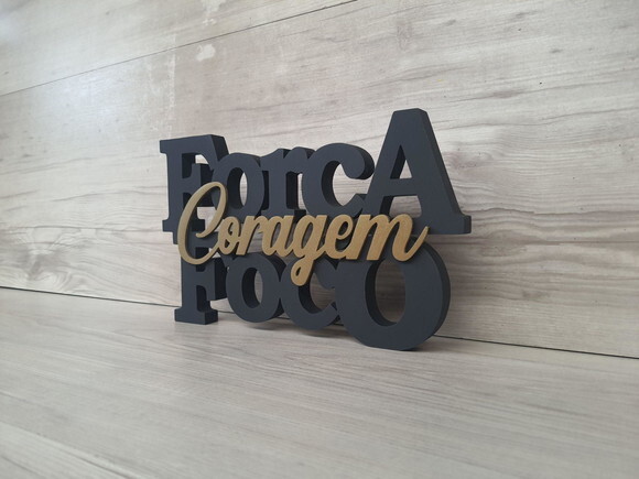 Força Foco Coragem - Letras Decorativas em mdf