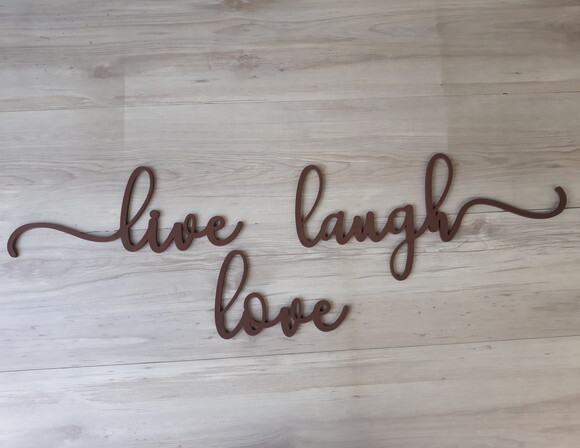 Frase em mdf para decoração de parede - live love laugh -
