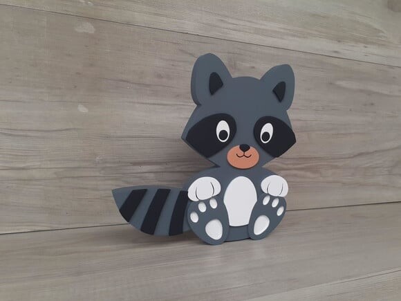 Guaxinim de Mesa em mdf - Decoração Infantil - 15 cm