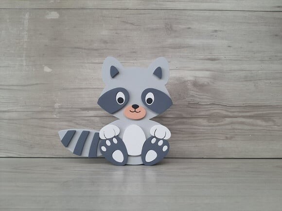 Guaxinim de Mesa em mdf - Decoração Infantil - 15 cm