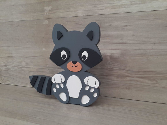Guaxinim de Mesa em mdf - Decoração Infantil - 15 cm