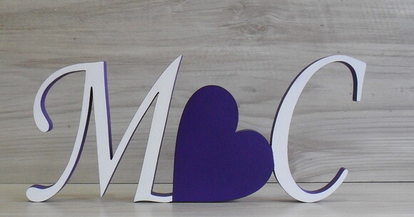 Iniciais com Coração - modelo MS Roxo