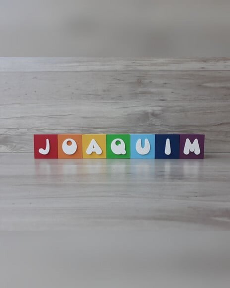 Kit Arco Íris + Nuvens + Nome Cubos 6x6x6 cm 7 Letras - mdf