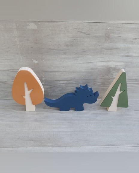 Kit Árvores Escandinavas + Dinossauro - Pecas de Mesa em mdf