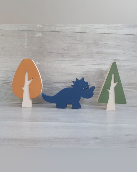 Kit Árvores Escandinavas + Dinossauro - Pecas de Mesa em mdf