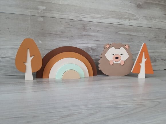 Kit Decor Escandinava - Arco Íris + Porco Espinho + Árvores
