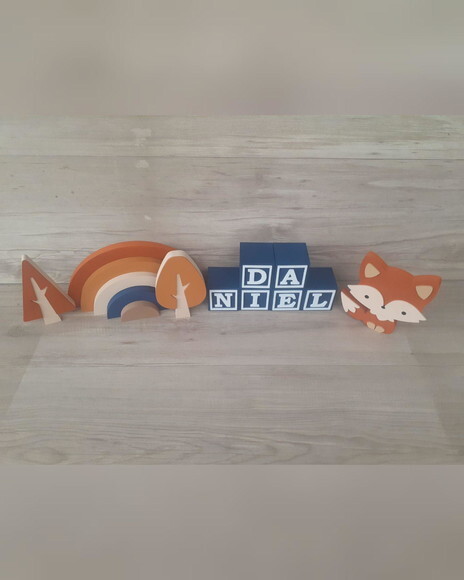 Kit Decor Escandinava - Arco Íris, Raposa, Árvores, 6 Cubos
