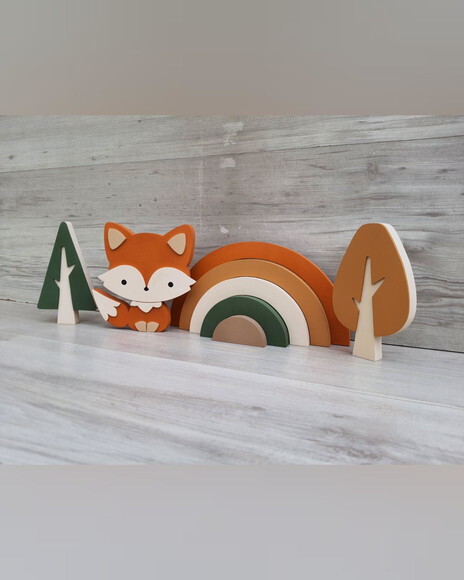 Kit Decoração Escandinava - Arco Íris + Raposa + Árvores