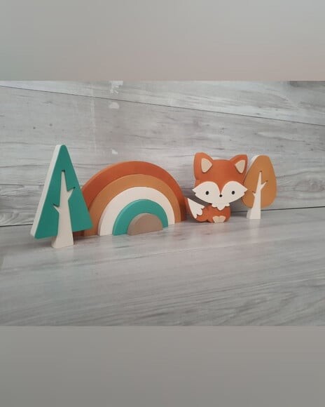 Kit Decoração Escandinava - Arco Íris + Raposa + Árvores