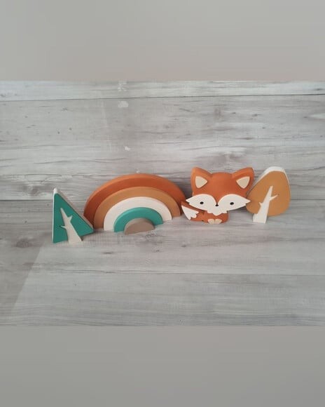Kit Decoração Escandinava - Arco Íris + Raposa + Árvores