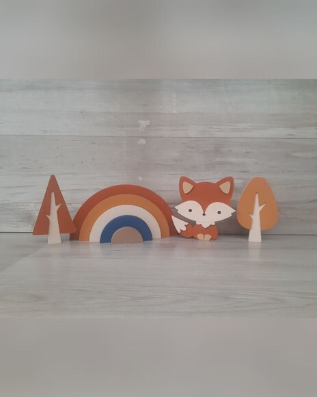 Kit Decoração Escandinava - Arco Íris + Raposa + Árvores