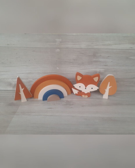 Kit Decoração Escandinava - Arco Íris + Raposa + Árvores