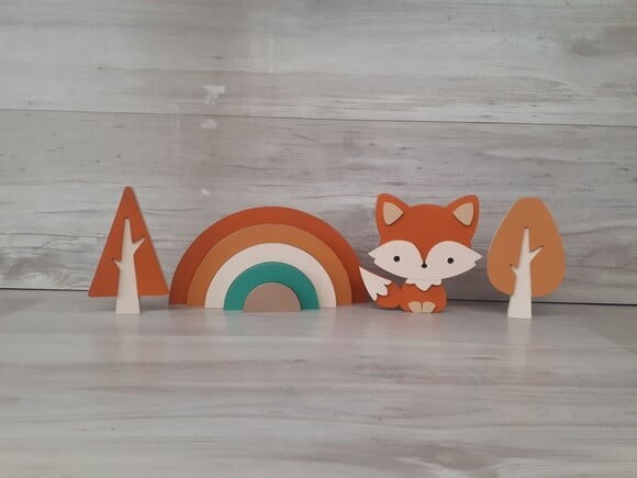 Kit Decoração Escandinava - Arco Íris + Raposa + Árvores