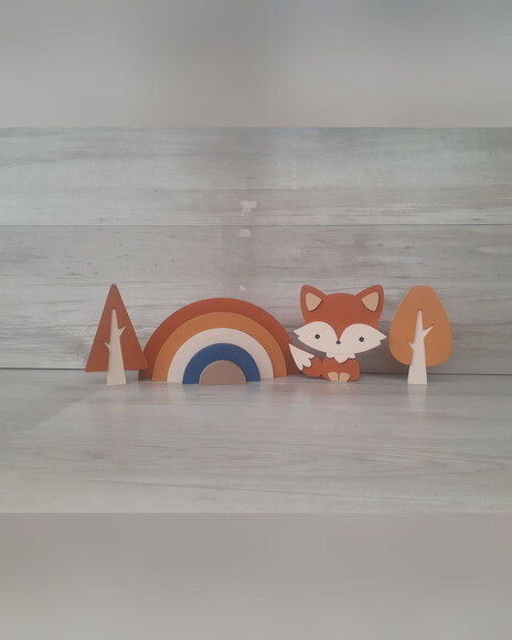Kit Decoração Escandinava - Arco Íris + Raposa + Árvores
