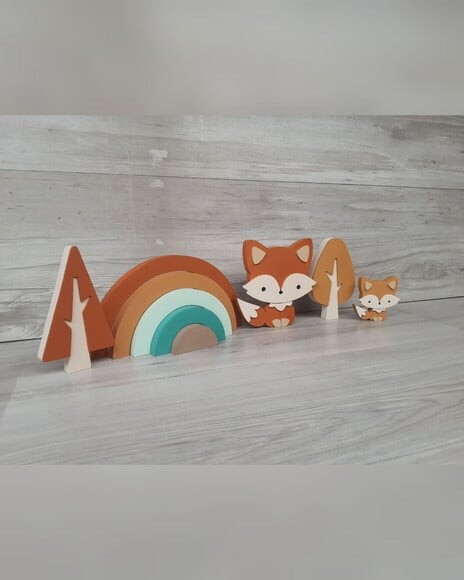 Kit Decoração Escandinava - Arco Íris + Raposas + Árvores