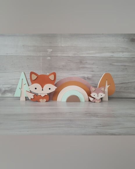Kit Decoração Escandinava - Arco Íris + Raposas + Árvores