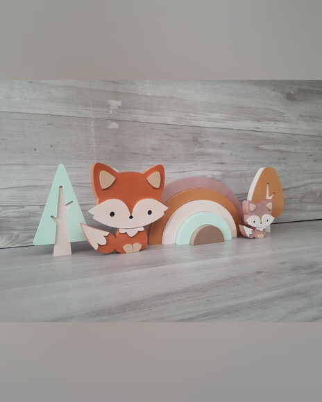 Kit Decoração Escandinava - Arco Íris + Raposas + Árvores