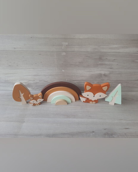 Kit Decoração Escandinava - Arco Íris + Raposas + Árvores