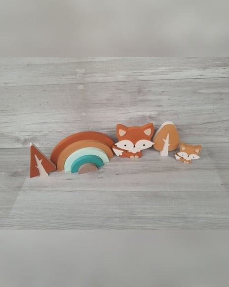 Kit Decoração Escandinava - Arco Íris + Raposas + Árvores