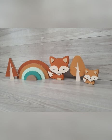 Kit Decoração Escandinava - Arco Íris + Raposas + Árvores