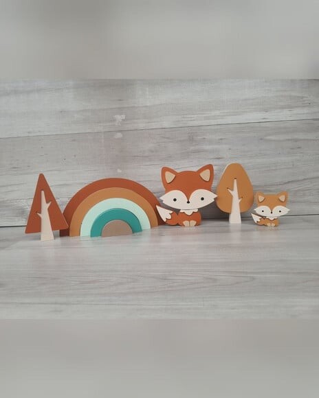 Kit Decoração Escandinava - Arco Íris + Raposas + Árvores