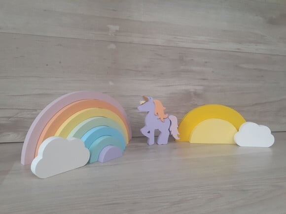 Kit Festa Arco Íris - decoração infantil em mdf