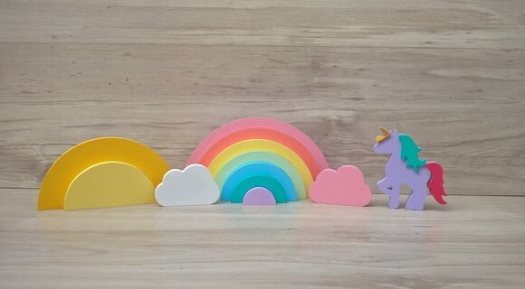 Kit Festa Arco Íris - decoração infantil em mdf