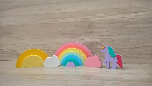 Kit Festa Arco Íris - decoração infantil em mdf