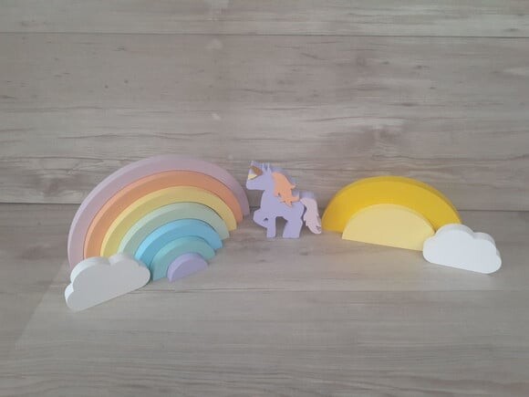 Kit Festa Arco Íris - decoração infantil em mdf