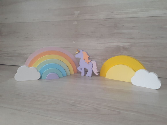 Kit Festa Arco Íris - decoração infantil em mdf