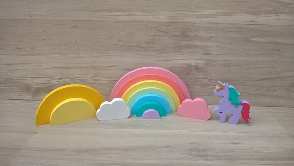 Kit Festa Arco Íris - decoração infantil em mdf