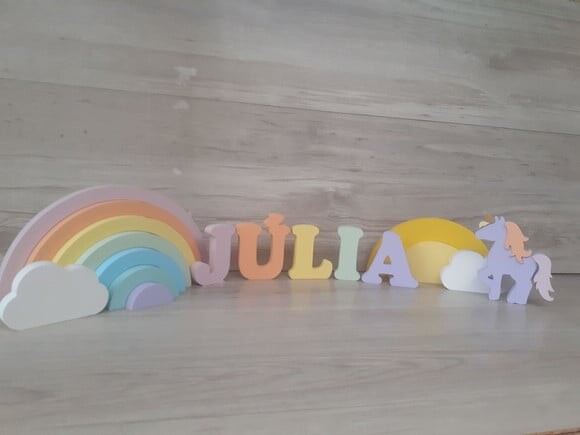Kit Festa Arco Íris + Nome 5 LET - decoração infantil em mdf
