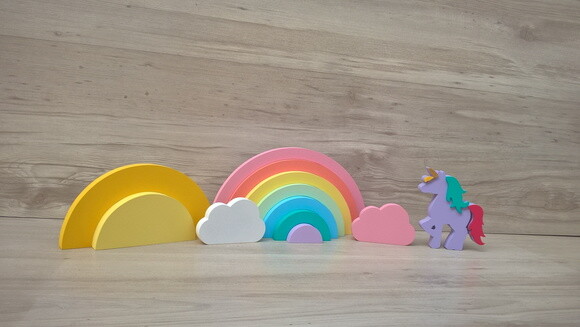 Kit Festa Arco Íris - decoração infantil em mdf