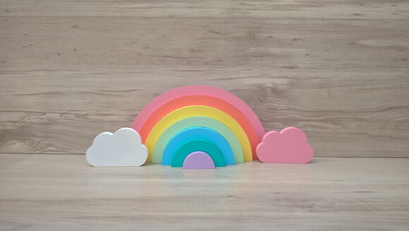 Kit Festa Arco Íris + Nome - decoração infantil em mdf