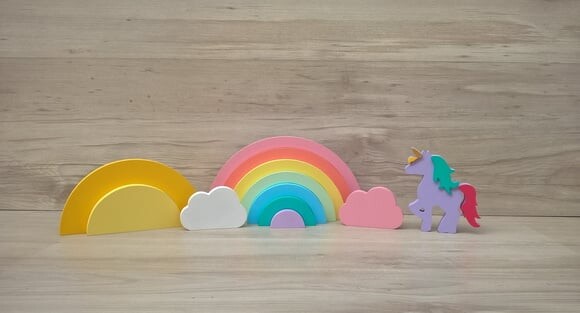 Kit Festa Arco Íris - decoração infantil em mdf