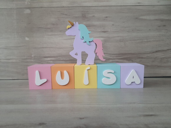 Kit Jardim Encantado - 5 Letras - Unicórnio + Cubos