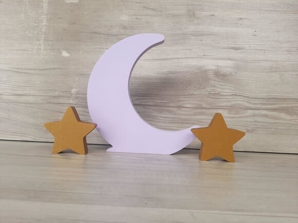 Kit Lua e Estrelas - Peça de Mesa em mdf
