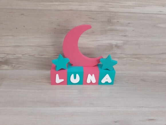 Kit Lua e estrelas + cubos modelo Infantil - peça de mesa em