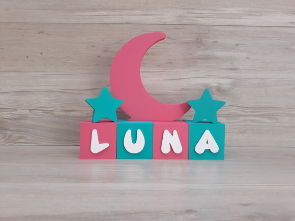 Kit Lua e estrelas + cubos modelo Infantil - peça de mesa em