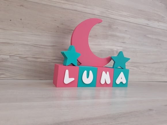 Kit Lua e estrelas + cubos modelo Infantil - peça de mesa em