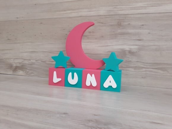 Kit Lua e estrelas + cubos modelo Infantil - peça de mesa em