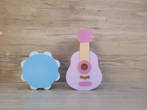Kit Musical em mdf - Pandeiro e Violão
