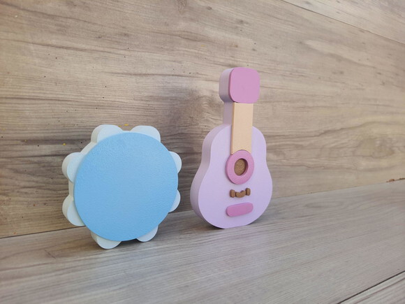 Kit Musical em mdf - Pandeiro e Violão