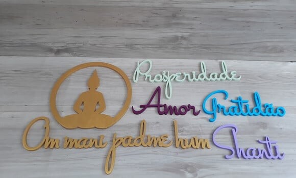 Kit Painel Parede Mantra + Buda + 4 palavras