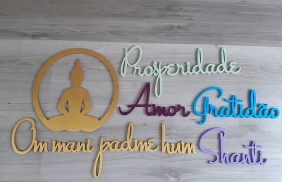 Kit Painel Parede Mantra + Buda + 4 palavras