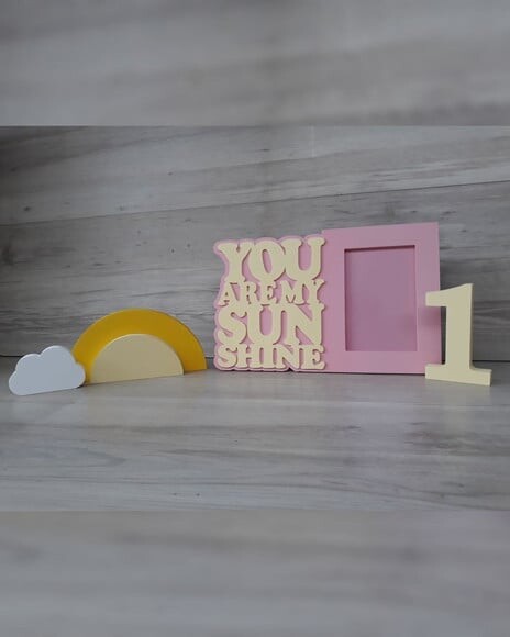 Kit Porta Retrato You Are My Sunshine + Sol + Nuvem + Número