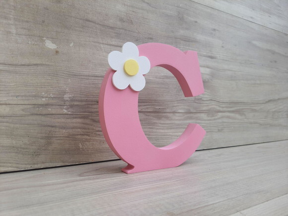 Letra Inicial de Mesa - Aplique Flor - 15 cm