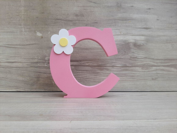 Letra Inicial de Mesa - Aplique Flor - 15 cm